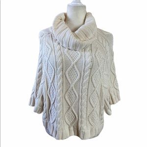 Gap Ivory Cable Knit Cowl Neck Poncho